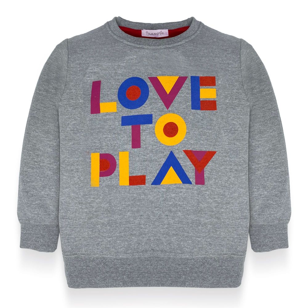 IXAMPLE Girls H/Grey Love To Play Sweatshirt, Heather Grey, IXWGSS 740171