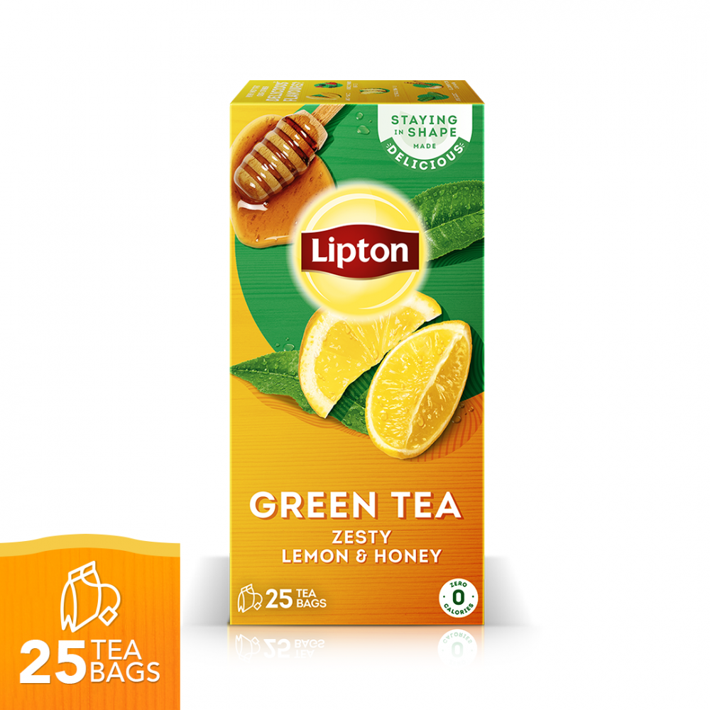 Lipton Green Tea, Zesty Lemon & Honey Tea Bags, 25-Pack
