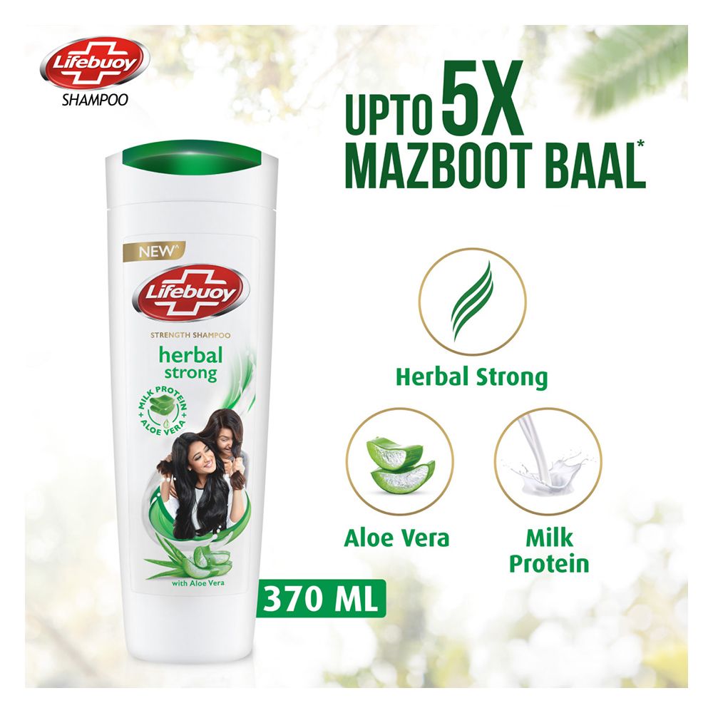 Lifebuoy Herbal Strong Milk Protein + Aloe Vera Strength Shampoo, 370ml