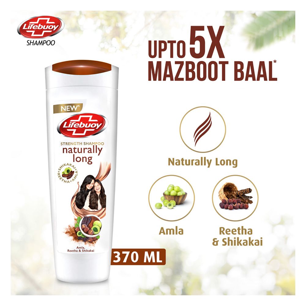 Lifebuoy Naturally Long Strength Shampoo, Amla Reetha & Shikakai, 370ml