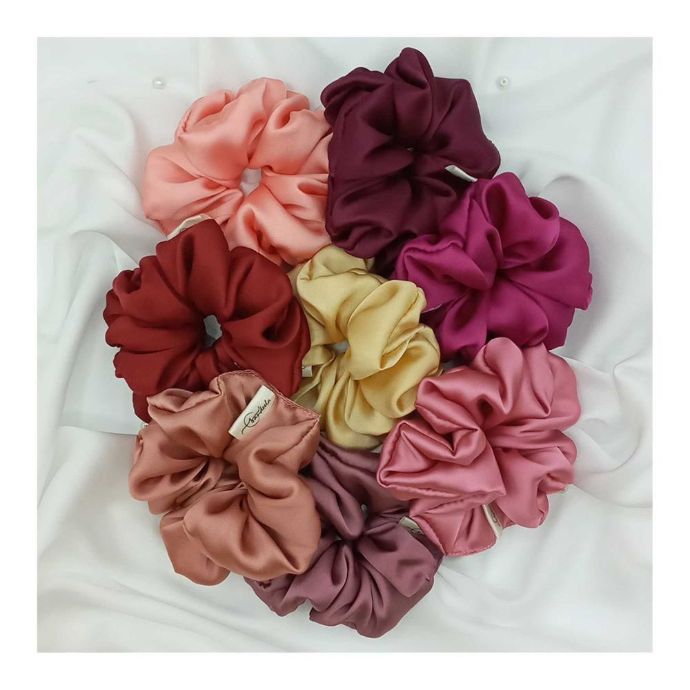 Sandeela Silk/Chiffon Classic Scrunchies, All Shades Of Pink, 8-Pack, M03-02-8009
