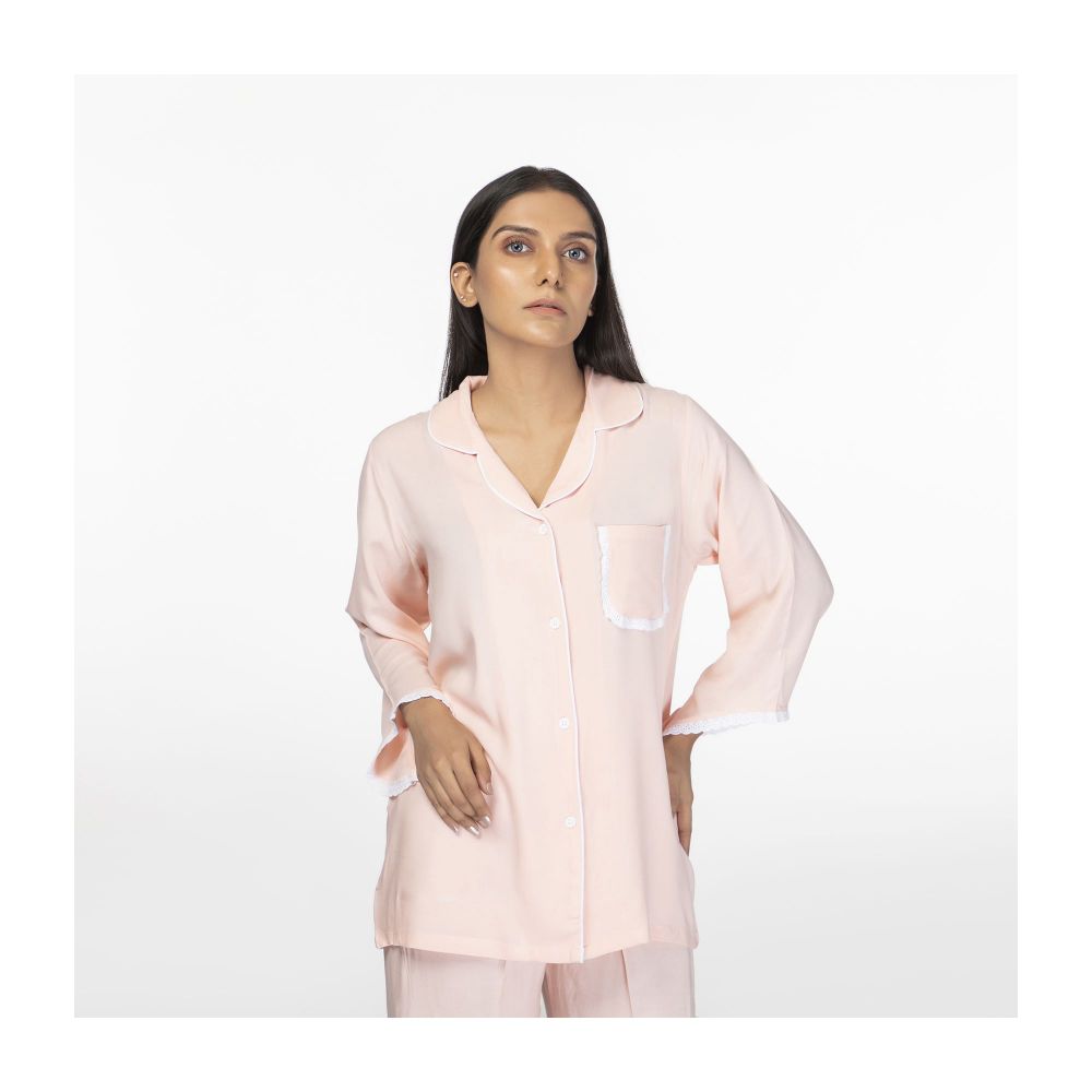 IFG Plain Viscos Pajama Set, Peach, PS-110