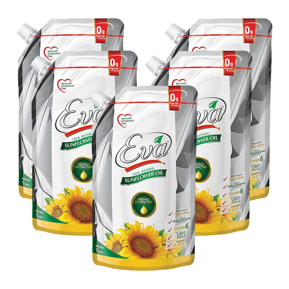 Eva Sunflower Oil, 1 Liter Each, 5-Pack