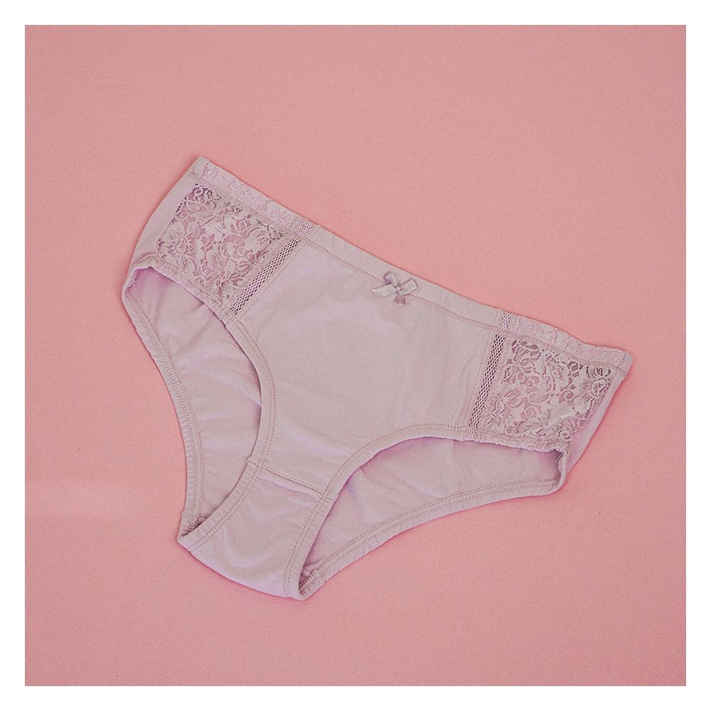 Poppy Everyday Essentials Brief Soft Cotton Panty With Side Panel Lace, Prevents Irritation & Rashes, Lilac, 03 Brief