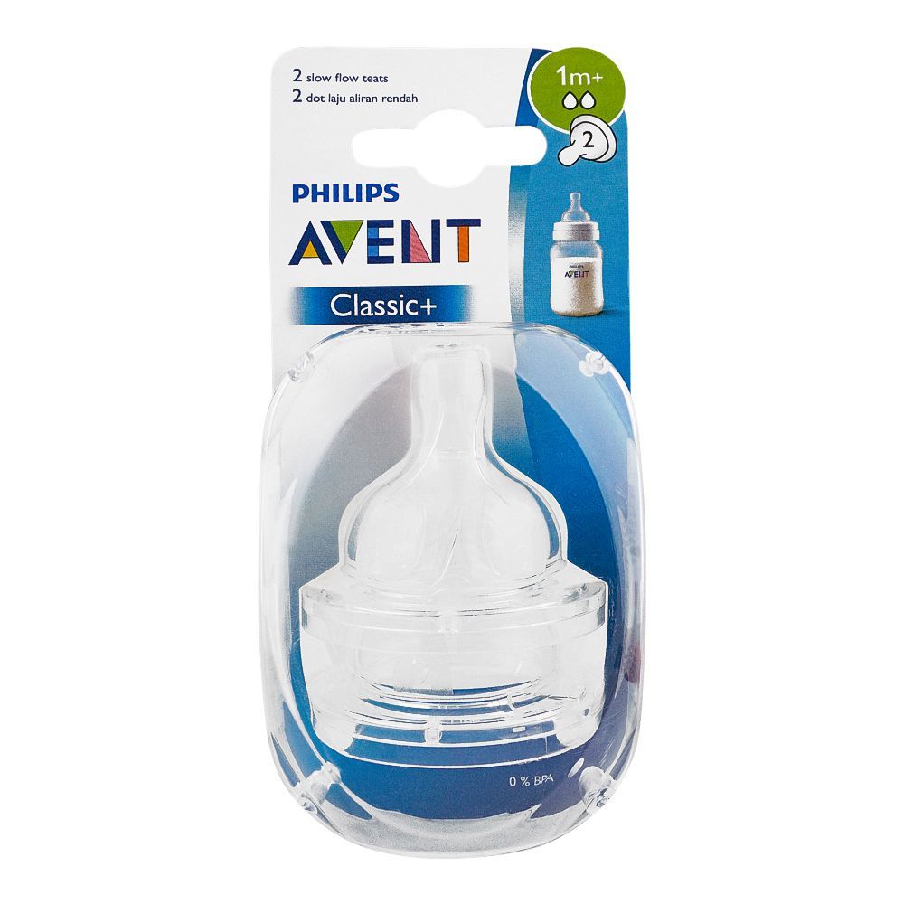 Avent Classic Silicone Teat 2-Pack 1m+ Slow Flow - SCF632/27