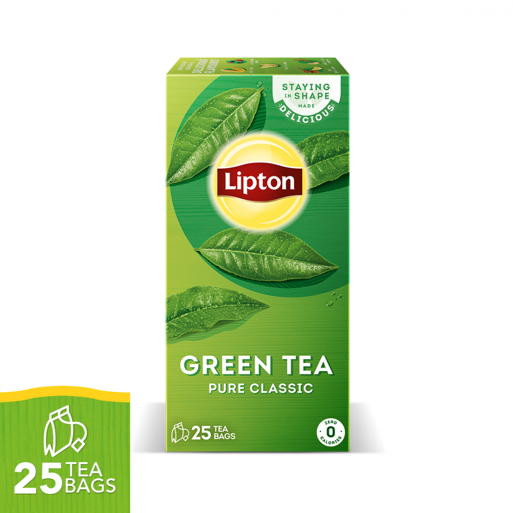 Lipton Green Tea Pure Classic Tea Bags, 25-Pack