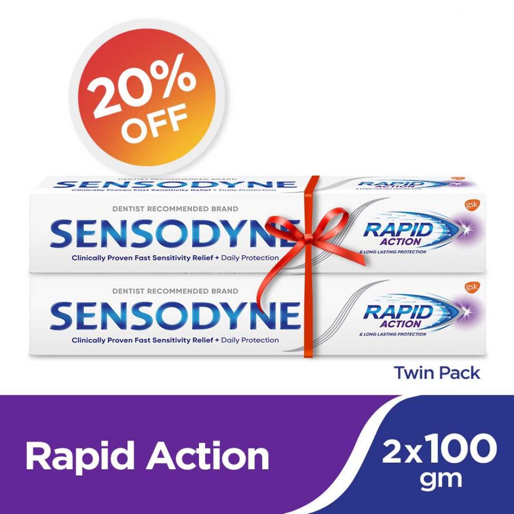 Sensodyne Rapid Action Long Lasting Protection Toothpaste, 2x 100g