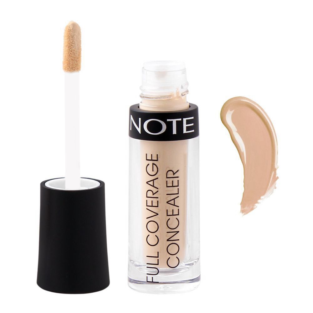 J. Note Full Coverage Liquid Concealer, 01 Ivory, With Argan Oil + Soy Protein