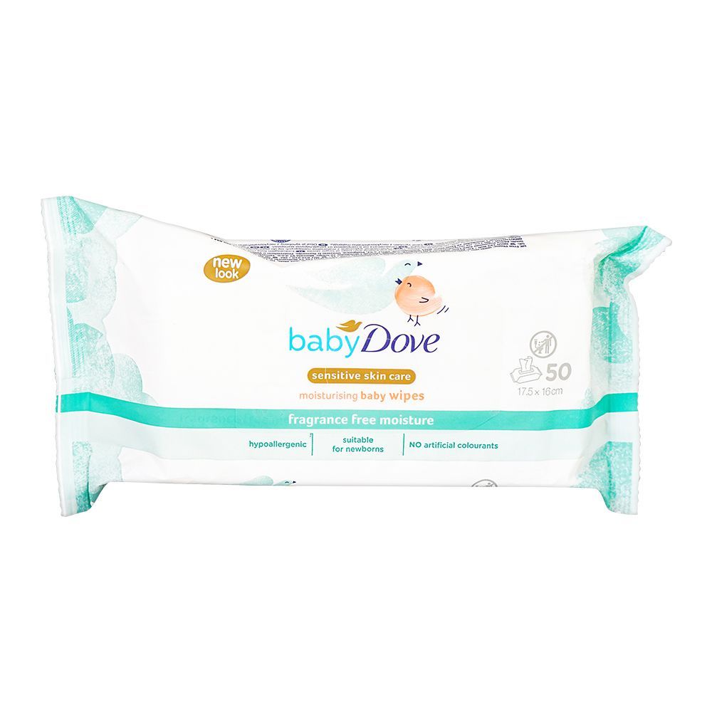 Dove Sensitive Moisture Baby Wipes, Fragrance Free, 50-Pack
