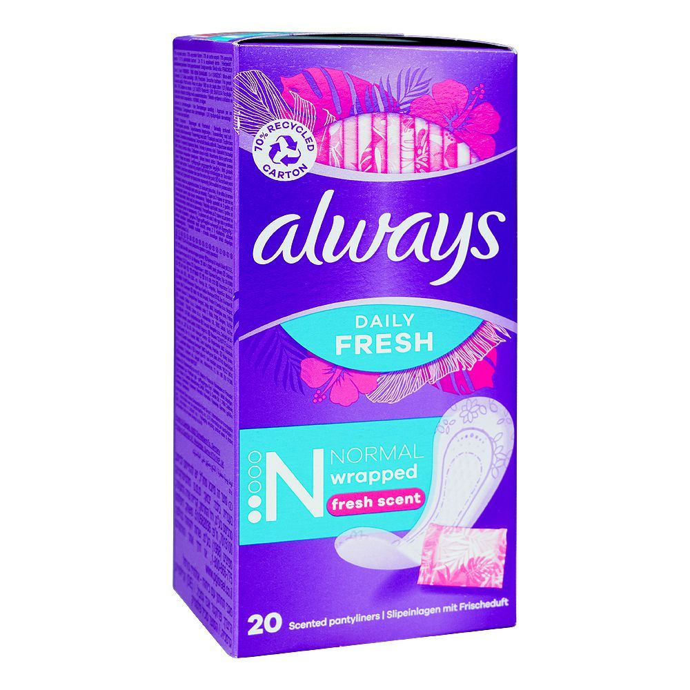 Always Scented Dailies Pantiliners, Normal, Fresh Scent, 20-Pack