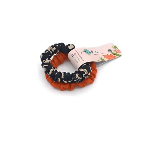 Sandeela Cotton Tinies Round Scrunchies, Rust/Beige, 01-01-2088, 2-Pack