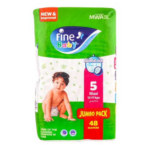 Fine Baby Diapers No 5 Maxi Jumbo, 12-17KG, 52-Pack