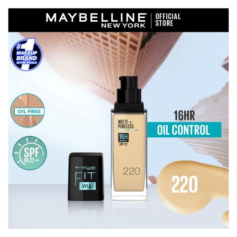 Maybelline Fit Me Matte + Poreless Foundation, 220 Natural Beige, 30ml
