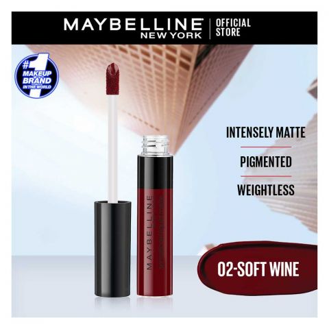 Maybelline New York Color Sensational Liquid Matte Lipstick, 02 Soft Wine