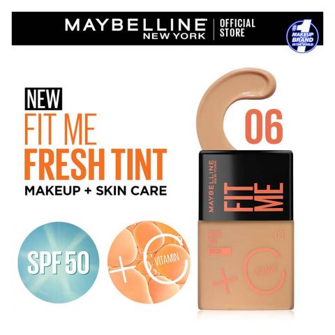 Maybelline New York Fit Me Fresh Tint With SPF 50 & Vitamin C, Natural Coverage Foundation, For Daily Use, Shade 06, 30ml