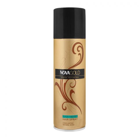 Nova Gold Super Firm Hold Hair Spray, Long Lasting Natural Shine, 200ml