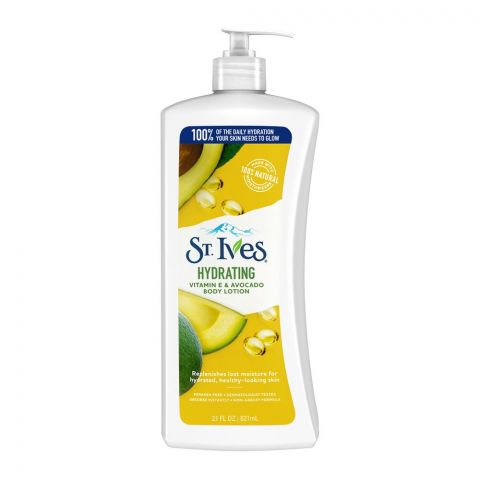 St. Ives Hydrating Vitamin E & Avocado Body Lotion, Paraben Free, 621ml