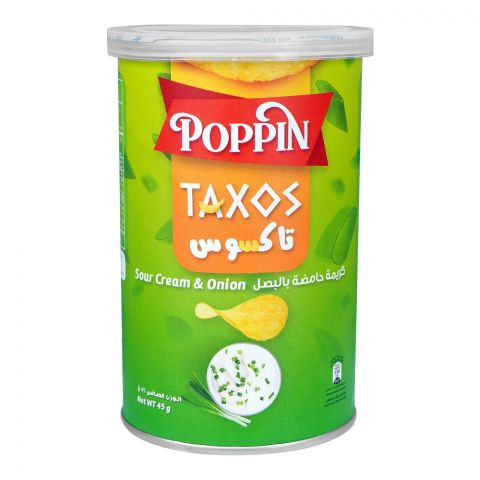 Poppin Taxos Sour Cream & Onion Chips, 45g