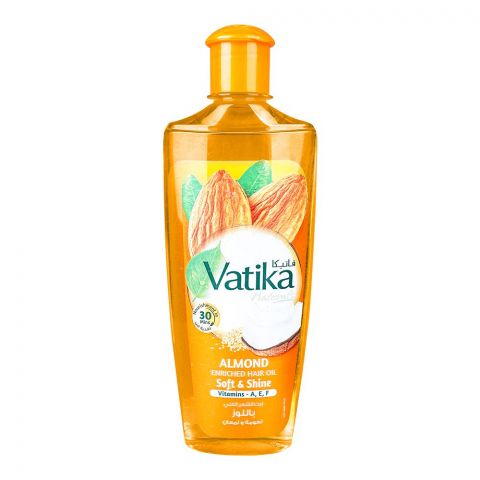 Dabur Vatika Naturals Soft & Shine Almond Enriched Hair Oil, Vitamins-A,E,F, 200ml