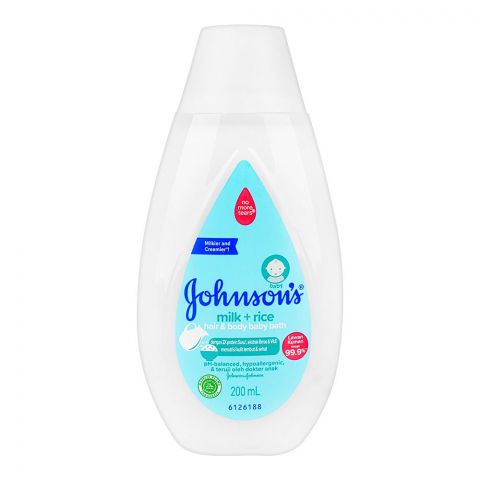 Johnson Milk+Rice Hair & Baby Body Bath, 200ml