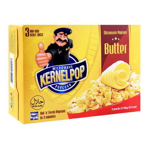 KernelPop Popcorn Butter, 3 Packs x 90g