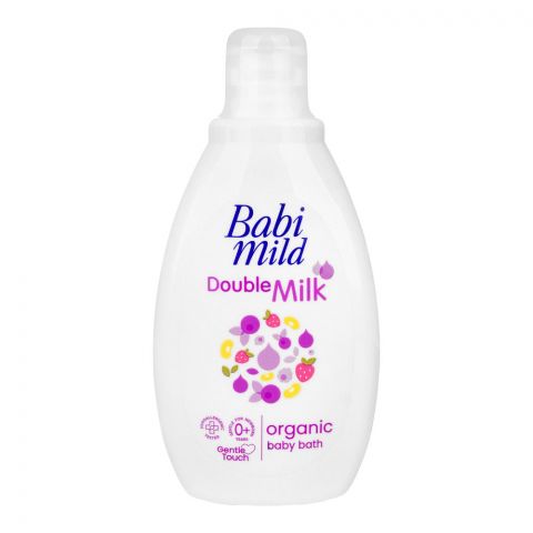 Babi Mild Double Milk Organic Baby Bath, Gentle For Newborn/0+ Years, Hypoallergenic Tested, 180ml