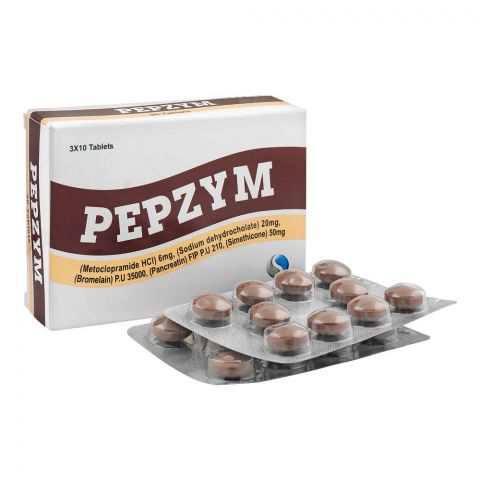 Shaigan Pharmaceuticals Pepzym Tablet, 20mg/50mg, 30-Pack