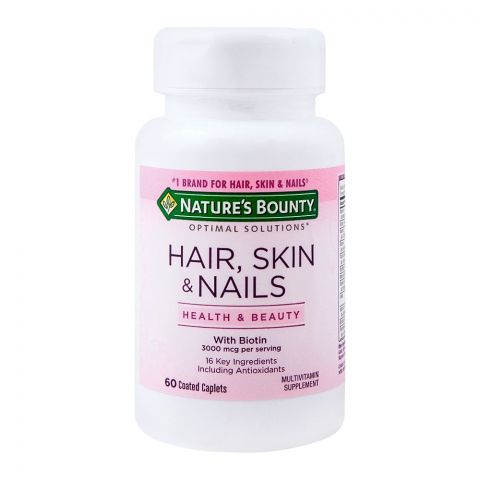 Nature's Bounty Hair Skin & Nails With Biotin, 60 Coated Tablets, Multivitamin Supplement