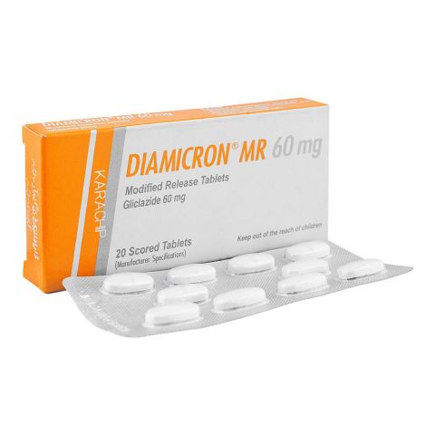 Servier Pharmaceuticals Diamicron MR Tablet, 60mg, 20-Pack