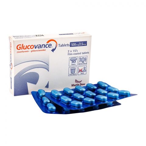 Martin Dow Glucovance Tablet, 500mg/2.5mg, 30-Pack