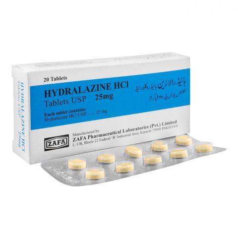 Zafa Pharmaceuticals Hydralazine Tablet, 25mg, 20-Pack