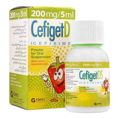Getz Pharma Cefiget DS Powder Oral Suspension, 200mg/30ml