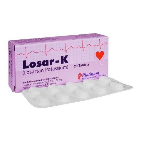 Platinum Pharmaceuticals Losar-K Tablet, 50mg, 20-Pack
