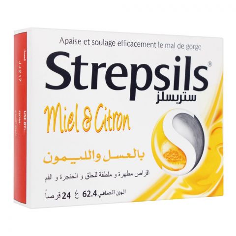 Strepsils Honey & Lemon, Imported, 24 Tablets