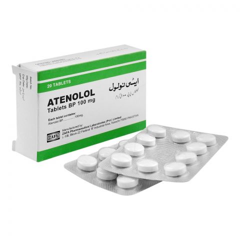 Zafa Pharmaceuticals Atenolol Tablet, 100mg, 20-Pack