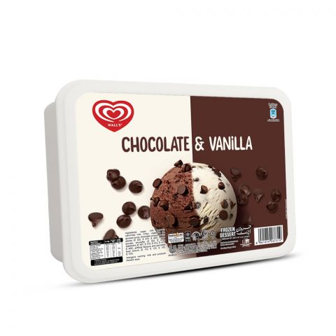 Walls Chocolate & Vanilla, Ice Cream Bucket, Frozen Dessert, 1.4Ltr