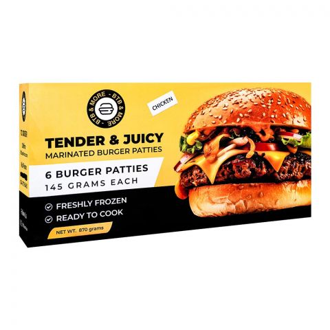 BTB & More Tender & Juicy Chicken Burger Patties, 6-Pack