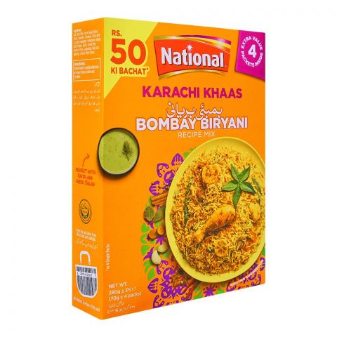 National Karachi Khaas Bombay Biryani Masala/Recipe MIx, 4x70gm