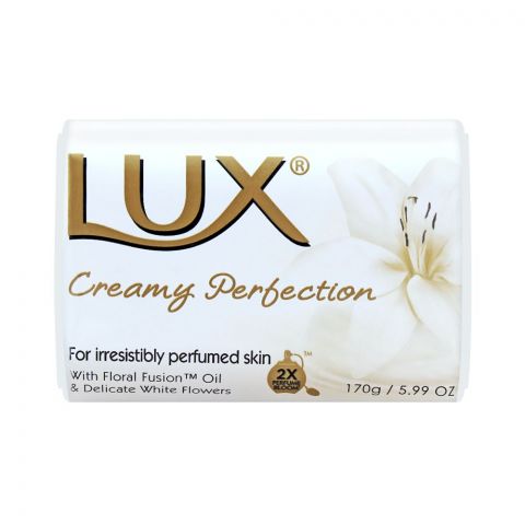Lux Creamy Perfection Soap, Imported, Floral Fusion Oil + Delicate White Flowers, 170g