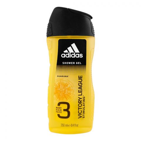 Adidas Victory League Stimulating Body, Hair & Face Shower Gel, Gyrana Extract, 250ml