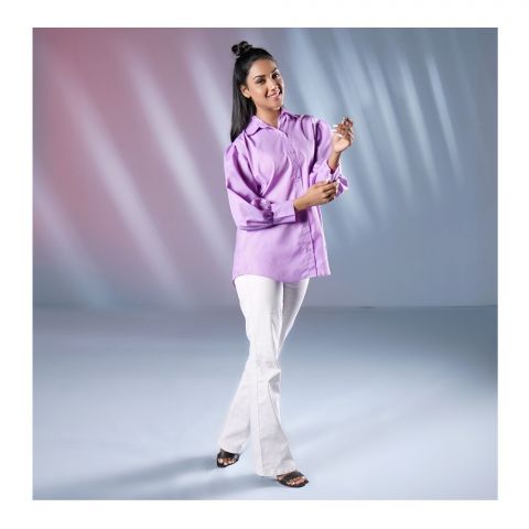 Basix Ladies Western Classic Purple Shirt, LWS-21