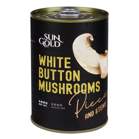 Sun Gold White Button Mushrooms Pieces & Stems, 400g Tin