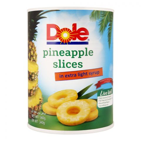 Dole Pineapple Slices, In Extra Light Syrup, 560g