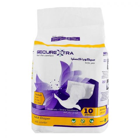 Secure Xtra Adult Diaper 28-44 Inches, Medium, 10-Pack