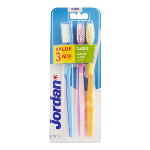 Jordan Classic All-round Cleaning Toothbrush Hard 3-Pack, 10205