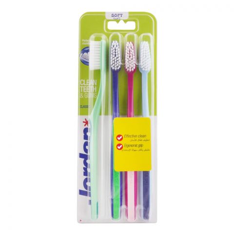 Jordan Classic Clean Teeth & Gum Toothbrush Soft 4-Pack, 10210