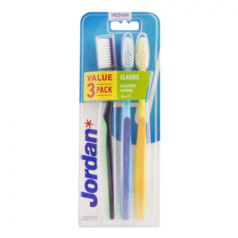 Jordan Classic All-round Cleaning Toothbrush Medium 3-Pack, 10206