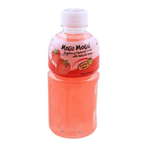 Mogu Mogu Strawberry Flavored Drink, With Nata De Coco, 320ml