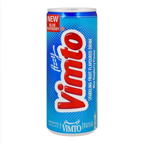 Vimto Fizzy Blue Raspberry Drink, Slim Can, 250ml