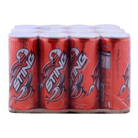 Sting Berry Blast Energy Drink 250ml, 12 Pieces